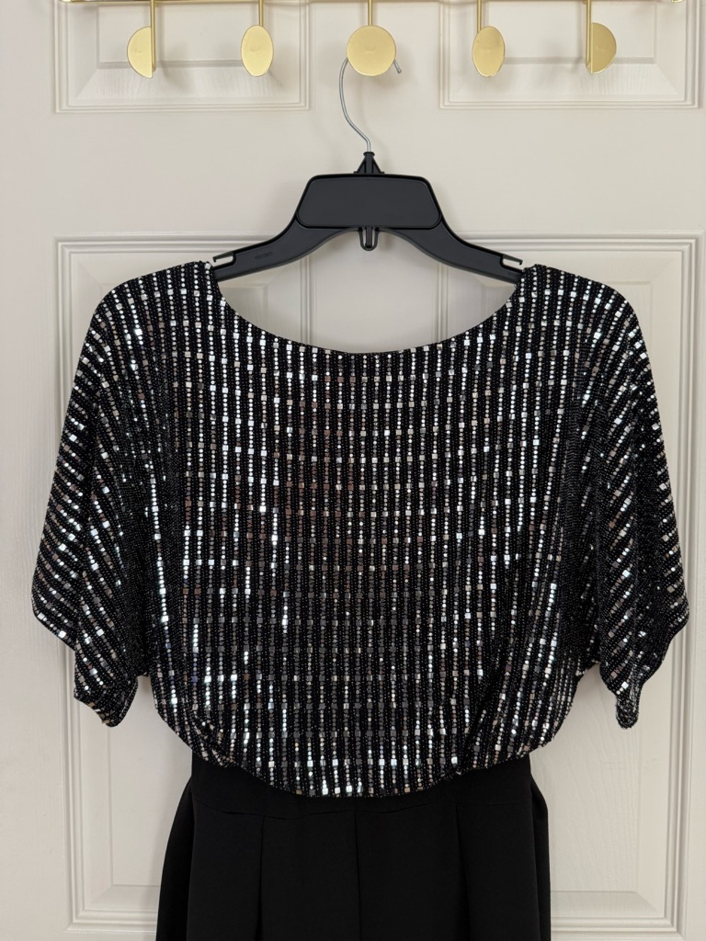 New Look Black and Silver Sequin Jumpsuit- Size 2